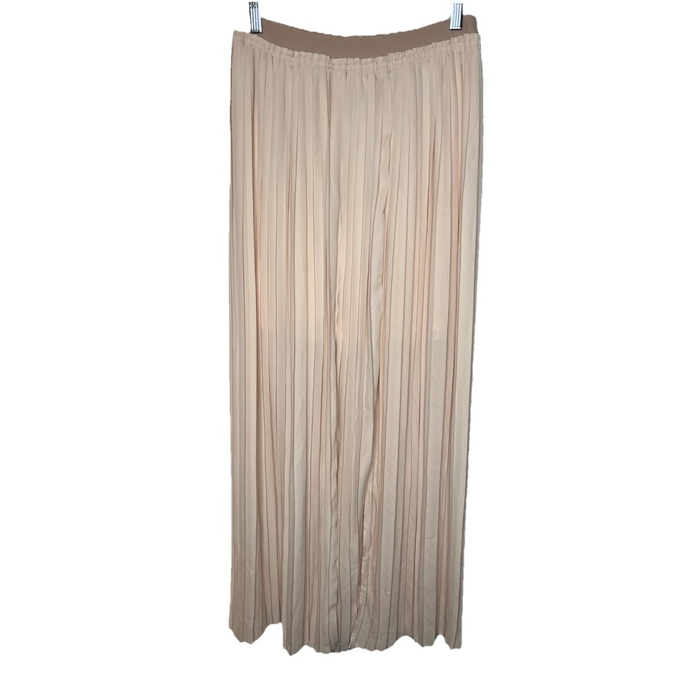 Cato Blush Pink Partially Sheer Accordion Pleated Maxi‎ Skirt XS Boho Y2K